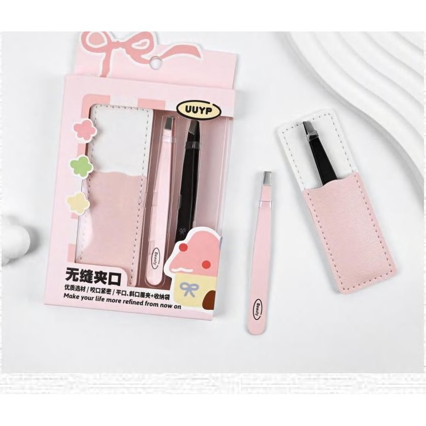 Eyebrow Tweezer with Leather Bag 2Pcs 產品圖