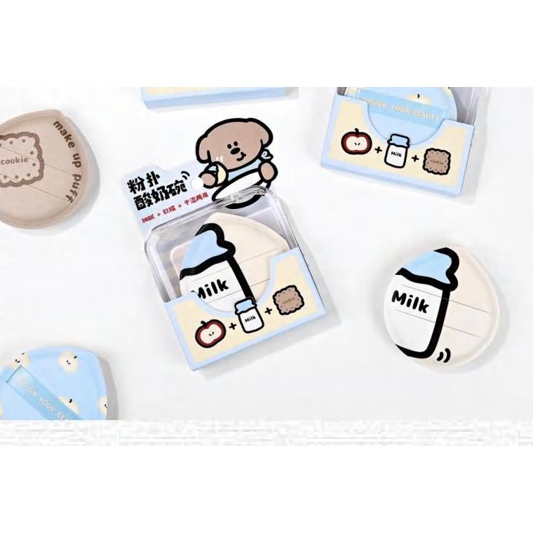 Cute Yogurt Pattern Soft Powder Puff, Single Pack 產品圖