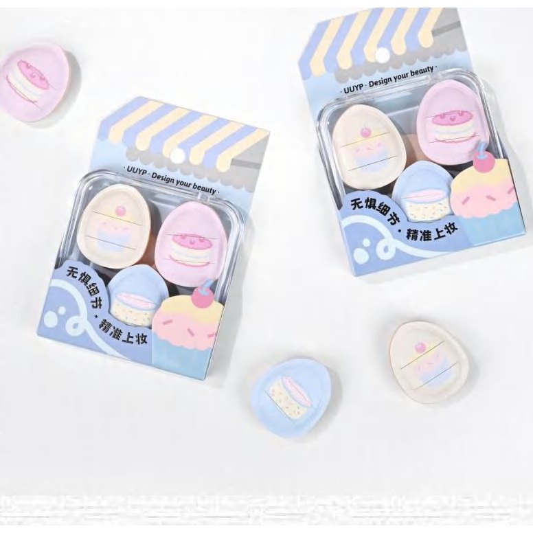 Cake Pattern Soft Finger Powder Puff 3 Pcs 產品圖