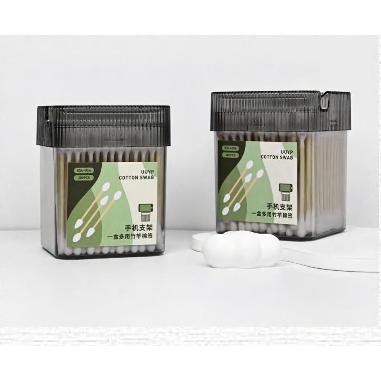 Boxed Double-ended Bamboo Stick Cotton Swabs, 200 Pcs 產品圖